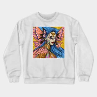 lady bird ecopop floral bug art portrait Crewneck Sweatshirt